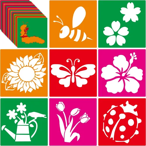 Miniatura 8 de 24 piezas de conjunto de plantillas de tema de granja 20,3 x 20,3 cm plantillas de dibujo y pintura de plástico plantillas de animales casa