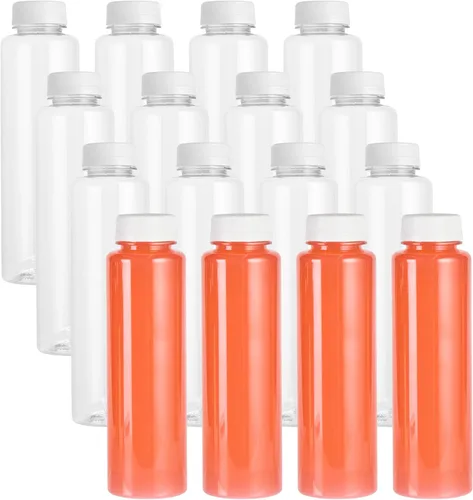 Miniatura 15 de Botella de plástico transparente redonda de 8 onzas para jugo prensado en frío - con tapa de seguridad, libre de BPA - 5,7 x 5,7 x 24,8 cm - caja