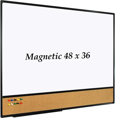 Miniatura 6 de JILoffice - Pizarrón blanco y corcho combinado para anuncios, tablero combinado 36 x 24 pulgadas, pizarrón magnético, marco de aluminio negro