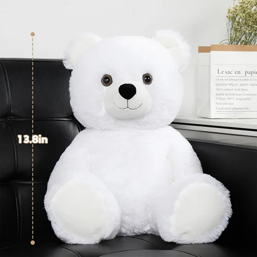 Miniatura 9 de Tezituor Oso de peluche de béisbol de 18 pulgadas, oso de peluche amarillo con sombrero para niños y niñas, bonito oso deportivo, regalo para fiesta