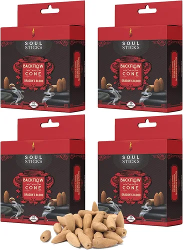 Miniatura 11 de Soul Sticks Conos de incienso de reflujo – 40 conos orgánicos hechos a mano para quemador de cascada Paquete de 4 aromas aromáticos de larga Go