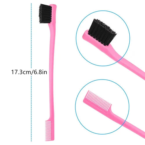 Miniatura 6 de Paquete de 6 cepillos profesionales para control de bordes del cabello de doble cara, juego de cepillo y peine para control de bordes, diseño