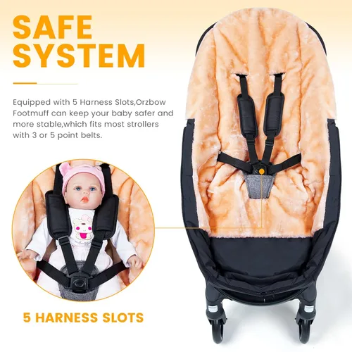 Miniatura 6 de Orzbow Saco universal para cochecito Bolsa de lana sintética para bebé Cálido, resistente a la intemperie, hebillas ajustables Funda de manta