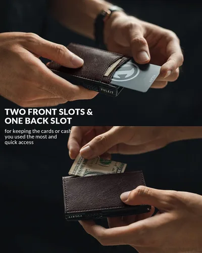 Miniatura 41 de VULKIT Billeteras delgadas para hombre, con bloqueo RFID, diseño minimalista con capacidad para hasta 11 tarjetas, Negro -, Minimalista