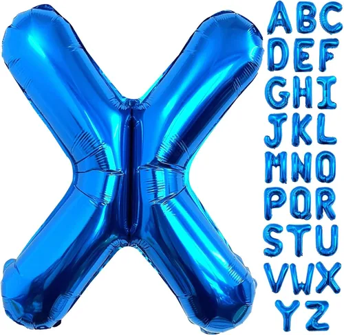 Lovoir Globos azules grandes de 40 pulgadas con la letra X de gran tamaño, globo de helio de aluminio de Mylar para decoración de fiesta de Letra