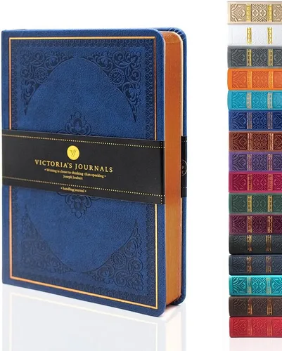 Miniatura 22 de VICTORIA'S JOURNALS Diario Vintage de Cuero Sintético con Tapa Dura Cuaderno Rayado Diario de Viaje de Aspecto Antiguo, Tamaño A5 5.7'' x 8.1'' Gris