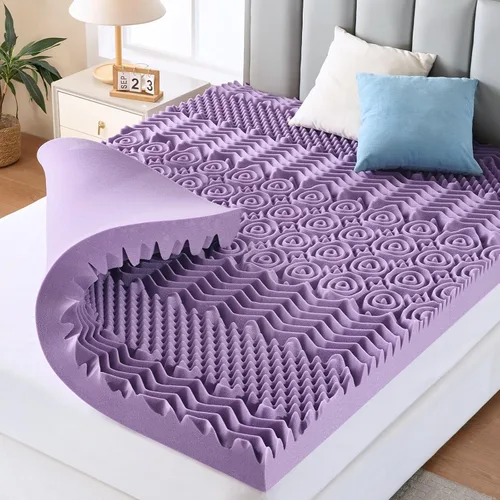 Miniatura 10 de MUXHOMO Cubrecolchón de 2 pulgadas de 7 zonas para cama King, colchón de espuma con diseño de huevos para aliviar el dolor de espalda, almohadilla
