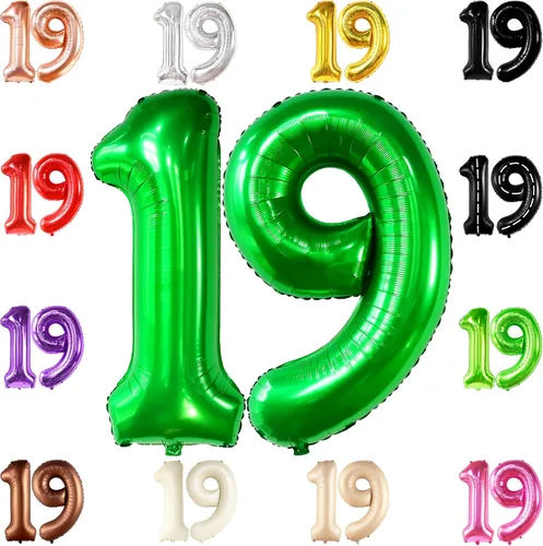 Miniatura 14 de Katchon Globos gigantes de papel de aluminio con el número 19 de color marrón de 40 pulgadas Decoraciones de cumpleaños 19