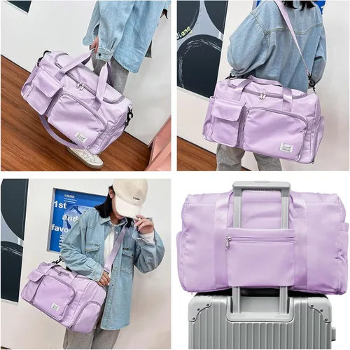 Miniatura 6 de Suruid Bolsa de gimnasio deportiva con compartimento para zapatos, bolsa de viaje con bolsillo separado seco y húmedo para hombres y mujeres, bolsa