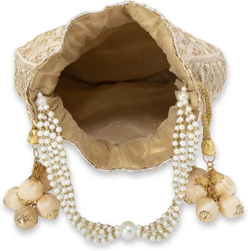 Miniatura 7 de Aheli Potli - Bolsa de regalo para mujer, hecha a mano, de noche, elegante bolso de novia, bolso de moda