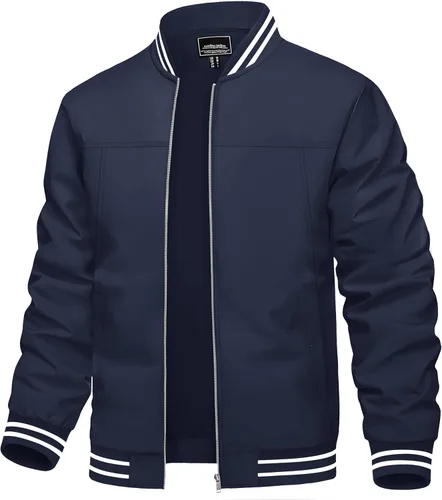 Miniatura 23 de TACVASEN Chaqueta ligera para hombre, casual, primavera, otoño, cortavientos, bombardero, con cremallera, abrigo con bolsillo