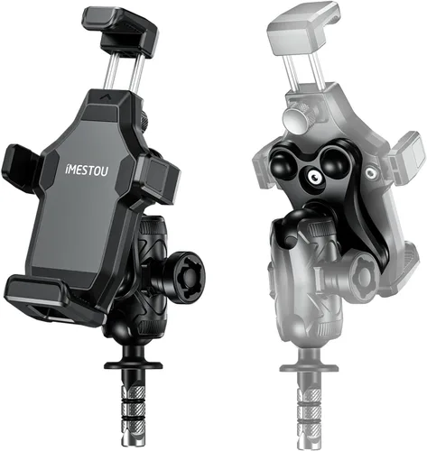 Miniatura 11 de iMESTOU - Soporte de teléfono para motocicleta antivibración, 1 pulgada de bola para manillar, antirrobo y rotación de 360°, se adapta a teléfonos