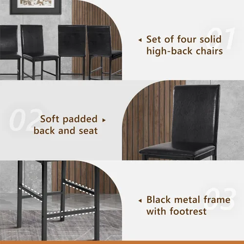 Miniatura 4 de Homelegance Tempe - Silla de comedor (4 unidades), piel sintética, color marrón oscuro
