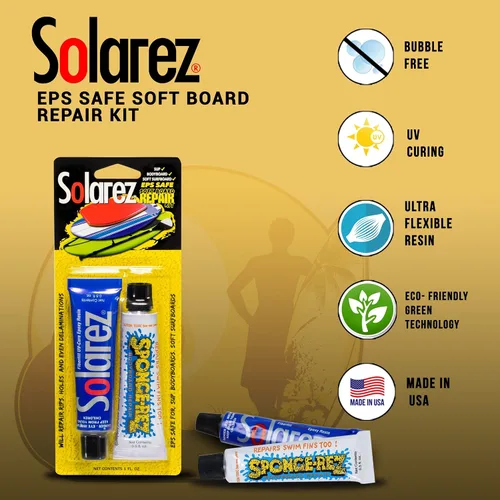 Miniatura 4 de SOLAREZ Kit de reparación de tablas suaves de curado UV EPS-Safe ~ Espuma de poliestireno y tablas de surf construidas con núcleo EPS