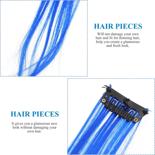 Miniatura 3 de KALLORY 12 extensiones de peluca, accesorios para el cabello, pelucas para mujer, joyas para el cabello, extensiones de cabello con clip