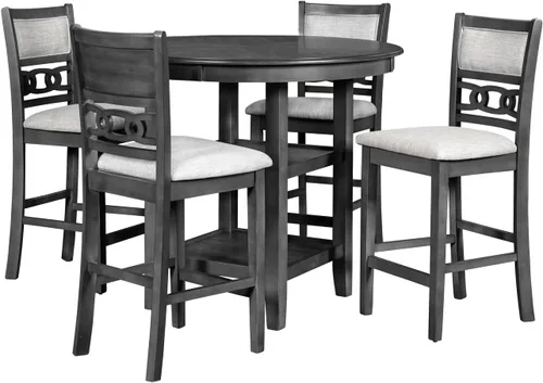 Miniatura 15 de New Classic Furniture Gia - Juego redondo de 5 piezas de altura de mostrador con 1 mesa de comedor y 4 sillas, 42 pulgadas, marrón
