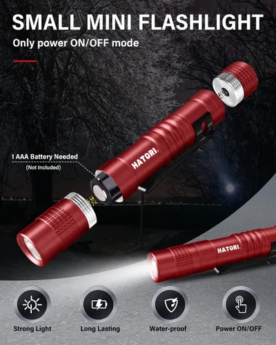 Miniatura 2 de HATORI Linterna LED brillante, súper mini linterna con luz de flash de alta lúmenes, luz de bolígrafo, linternas pequeñas para emergencias, linterna
