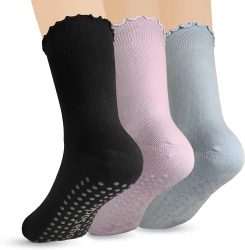 Miniatura 9 de Calcetines de pilates con empuñaduras para mujer, calcetines de yoga antideslizantes para baile de barra o entrenamiento descalzo 2 pares de guantes