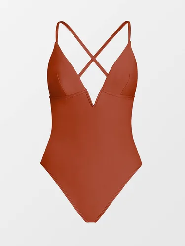 Miniatura 6 de CUPSHE - Traje de baño de una pieza para mujer, cuello en V profundo, espalda entrecruzada, tirantes ajustables