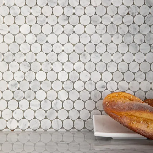 Miniatura 6 de Carrara - Mosaico de mármol blanco, pulido, mosaico de mármol blanco Carrara para cocina, baño, pared, suelo, ducha, 5 hojas, hexagonal de 2 pulgadas