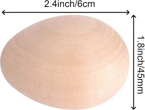 Miniatura 2 de ZOENHOU 40 huevos de Pascua de madera de 2.4 x 1.8 pulgadas para pintar, huevos de Pascua de madera sin terminar de calidad, huevos de madera sin