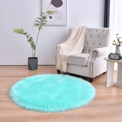 Miniatura 43 de duduta - Alfombra de pelo de oveja sintética verde esmeralda de 2 x 3 pies, alfombra esponjosa lavable para cabecera de cama pequeña, dormitorio