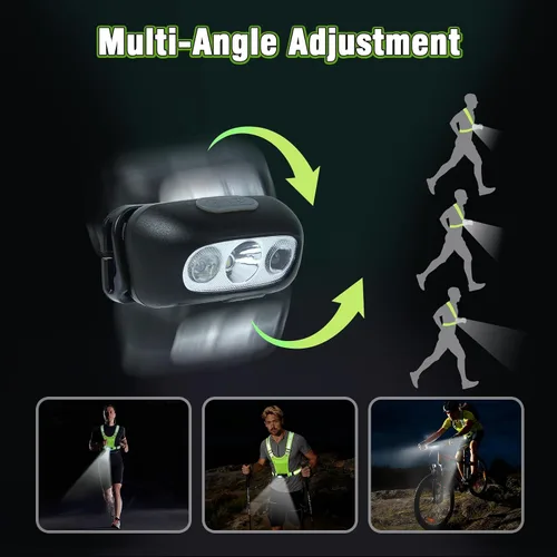 Miniatura 4 de Luces de correr para corredores, chaleco reflectante con sensor de movimiento de 3 modos, luces con inclinación ajustable de 45°, chaleco