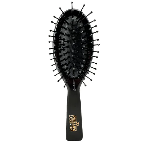Miniatura 11 de Phillips Brush Luxe Square Paddle - Cepillo de pelo de tamaño pequeño, color negro elegante con detalles dorados, cepillo desenredante de 7 pulgadas
