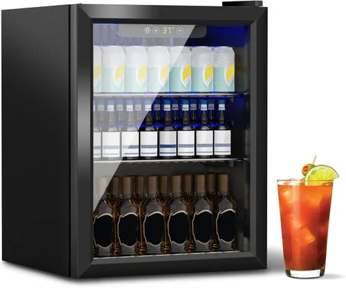 Miniatura 10 de DOGHLY Refrigerador de bebidas, mini refrigerador para 24 latas, puerta sólida para bebidas, refrescos, cerveza o vino, refrigerador pequeño