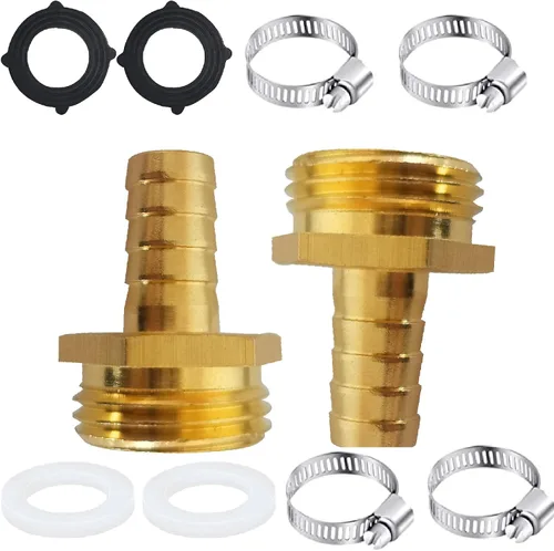 Miniatura 13 de AOPANDA Conector de reparación de extremo de manguera de agua de latón macizo con púa de 1/4" x rosca GHT hembra de 3/4", incluye abrazaderas