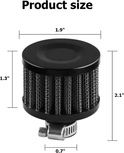 Miniatura 2 de BESULEN Filtro de admisión de aire y respiradero, filtro de aire frío universal de 0.47 pulgadas, filtro de admisión de aire de ventilación turbo