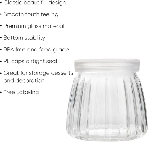 Miniatura 3 de Tarros pequeños de yogur, tarros de vidrio transparente de 4 onzas con tapas, recipiente de yogur de vidrio con tapas (PE), tarro de pudín