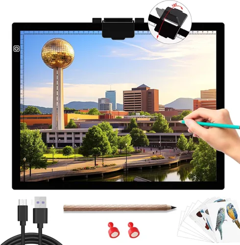Almohadilla de Luz A3, 6 Niveles y Regulable Sin Escalones Tablero de Luz para Pintura de Diamante, Caja de Luz Ultra-Delgada con Clip Magnético,