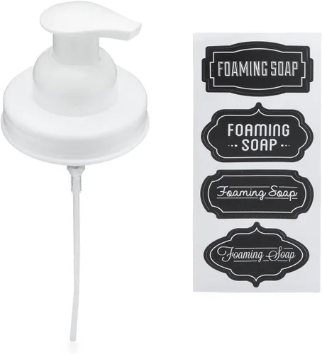 Miniatura 6 de Jarmazing Products Mason Jar - Tapas dispensadoras de jabón espumoso, incluye calcomanías impermeables, color blanco, paquete de 2