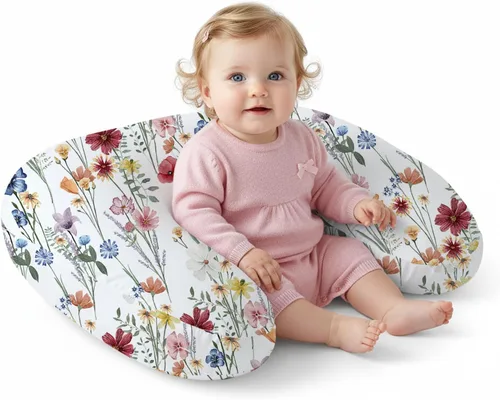 Little Grape Land - Almohada de lactancia mejorada, lactancia materna y biberón durante 0 a 16 meses, funda suave lavable a máquina con relleno