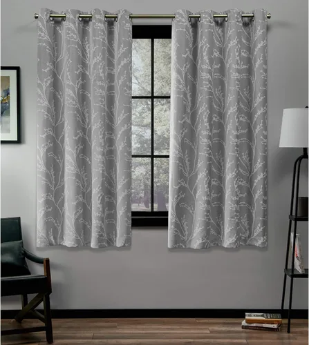 EXCLUSIVE HOME Kilberry - Par de paneles de cortinas opacas con ojales en la parte superior, 52 x 63 pulgadas, gris ceniza
