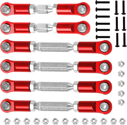 Miniatura 2 de Tensores de metal para varilla, enlaces de dirección, varillas de acoplamiento compatibles con Arrma Granite 4X4 Senton 4X4 Mega550 1/10 RC Car Rojo