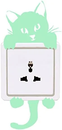 Miniatura 4 de 2 calcomanías luminosas para interruptor de luz que brillan en la oscuridad, adorbale gato, mascotas, animales, pegatinas de pared, interruptor