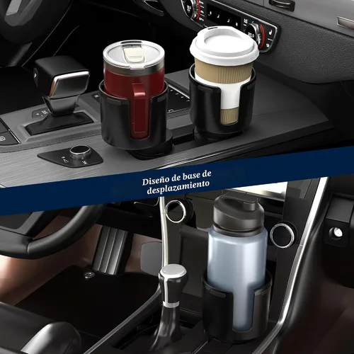 Miniatura 5 de Expansor de portavasos para automóvil, expansor de portavasos para automóvil con base de goma elástica, adaptador de portavasos grande compatible