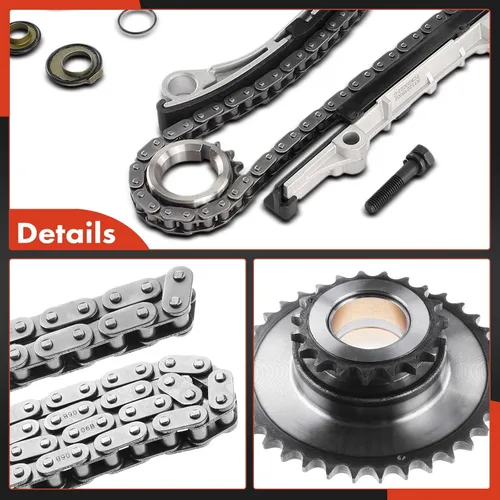 Miniatura 9 de A-Premium Kit de cadena de distribución del motor con riel guía y piñón tensor y tensor más [compatible con DOHC, 4 cilindros 2.4 L, KA24DE]