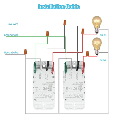 Miniatura 2 de Interruptor de luz inteligente de 2 bandas (botón), interruptores de luz WiFi inteligentes dobles, interruptor inteligente compatible con Alexa