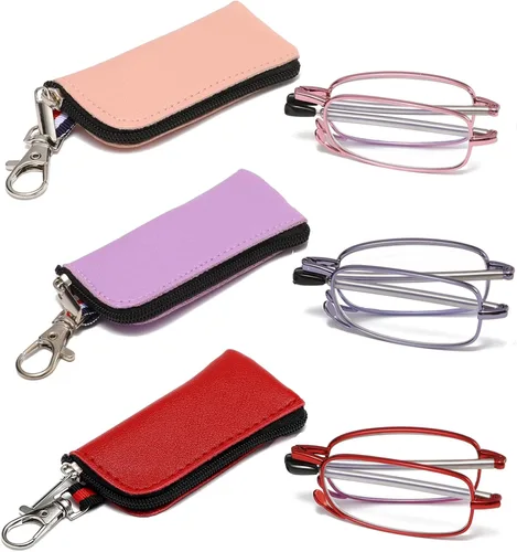 Miniatura 5 de Gafas de lectura plegables para hombres y mujeres, llavero compacto para lectores con luz azul, anteojos portátiles de bolsillo
