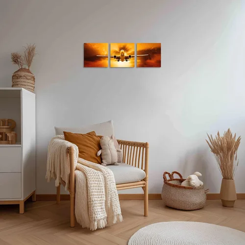 Miniatura 6 de TutuBeer 3 Panels Airplane Wall Art Airplane Posters for Walls Aircraft at Sunrise Plane Pictures for Living Room Bedroom Boys Room Home Decor