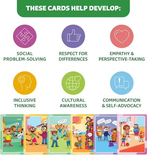 Miniatura 6 de Tarjetas de inclusión y diversidad cultural para niños - Juego SEL para empatía, discapacidad, conciencia social y habilidades de afrontamiento