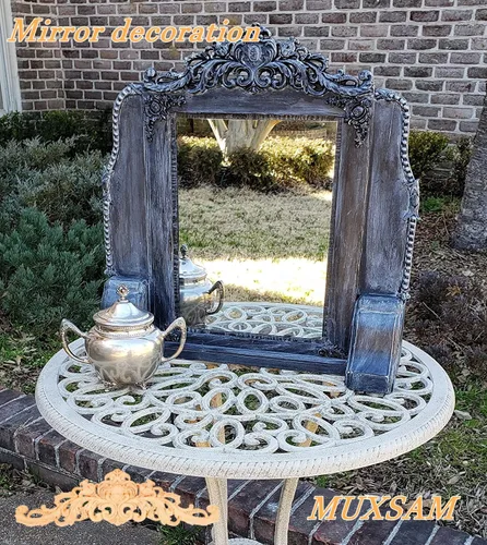 Miniatura 8 de MUXSAM Juego de 2 calcomanías decorativas de tallado en madera larga sin pintar, para pared, puerta, armario, armario, tocador, mantel, escalera