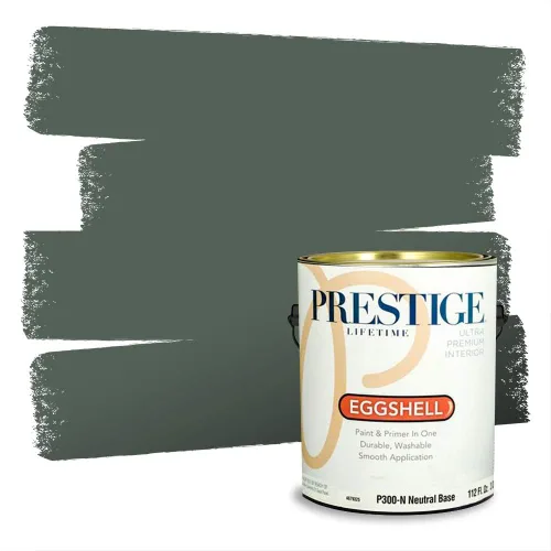 Miniatura 203 de Prestige Paints - Pintura exterior e imprimación en uno, 1 galón, plano, compatibilidad comparable con el color menta «Whipped Mint» de Behr