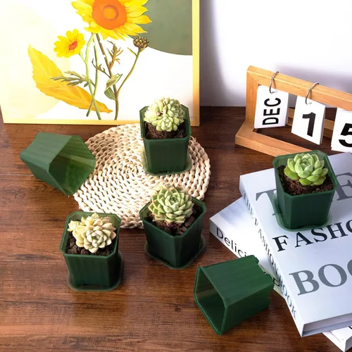 Miniatura 5 de Macetas de vivero transparentes verdes de 3 pulgadas de Foxany, 30 piezas de maceta de plástico grueso, paquete variado de macetas cuadradas