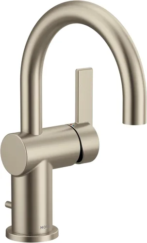 Moen 6221BN Cia Grifo de Fregadero de Baño de Una Sola Manija con Placa de Cubierta Opcional Incluida, Níquel Cepillado cepillado níquel