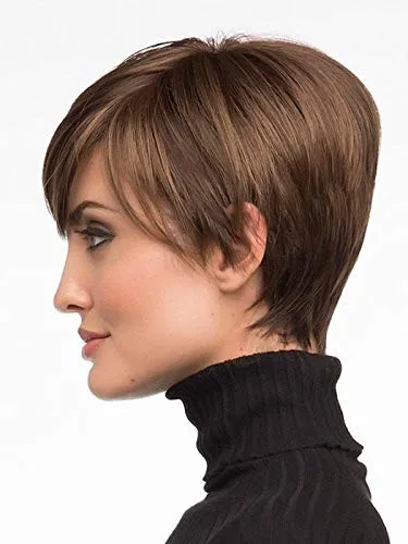 Miniatura 6 de Peluca Kris color 38 gris oscuro – Envy Wigs de 4 pulgadas, corta, elegante, coqueta, retro, Pixie, parte de monofilamento sintético, largo lateral