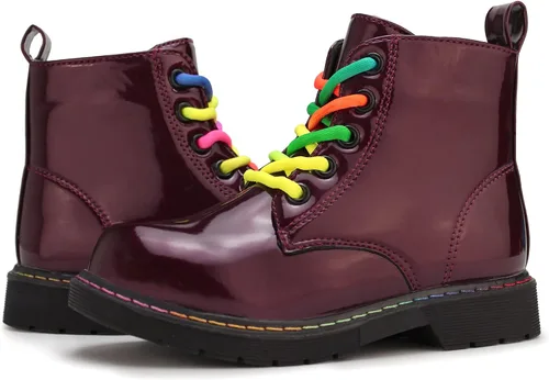 Miniatura 3 de Hawkwell Botas de trabajo de combate de patente para niñas y niños con cremallera lateral (niños pequeñosniños grandesjóvenes), 0 Toddler